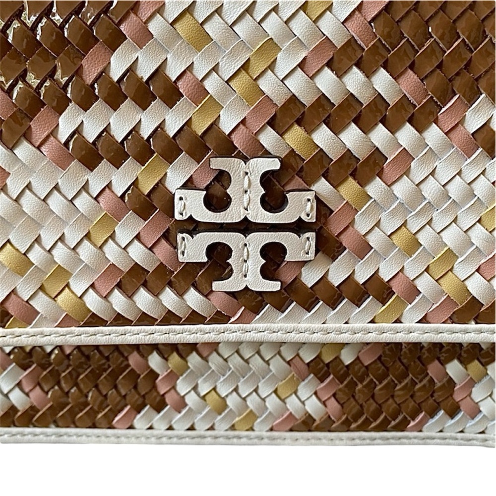 NEW Tory Burch Britten Multicolor Leather Woven Crossbody Shoulder Summer Bag - Picture 6 of 10